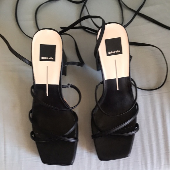 Dolce Vita black chunky heel square toe leg strap gladiator style shoes size 9.5 - Picture 10 of 11